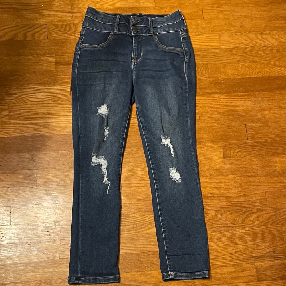 Wallflower Dark Blue Distressed Skinny Jeans